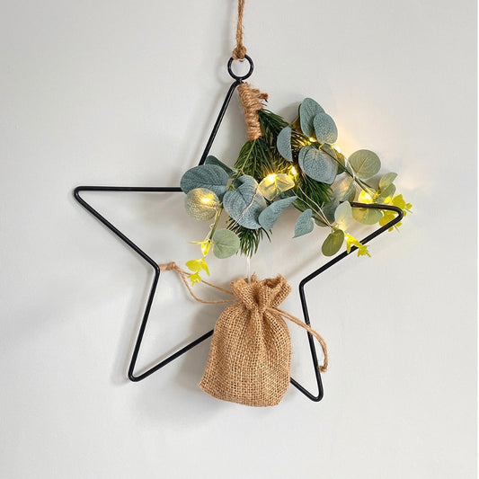 Hanging Black Wire LED Star