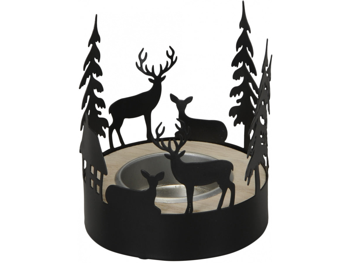 Black Woodland Scene T-light Holder 8cm