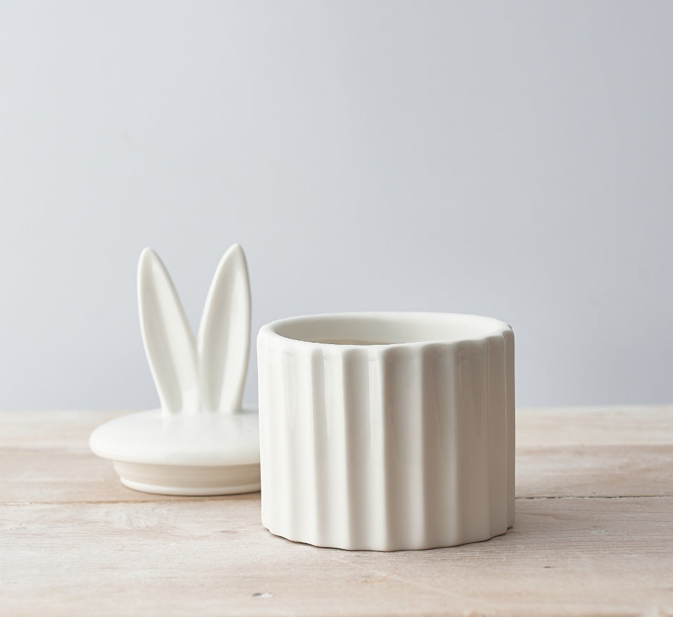 White Bunny Ears Storage Pot