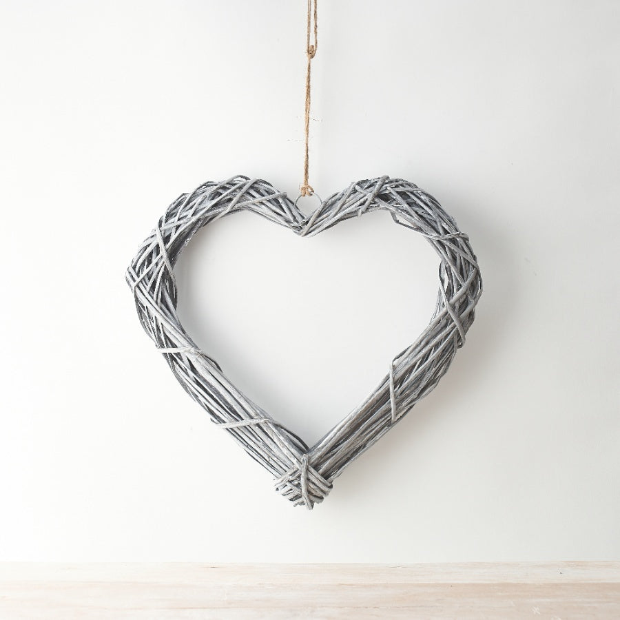 Grey Rattan Hanging Heart